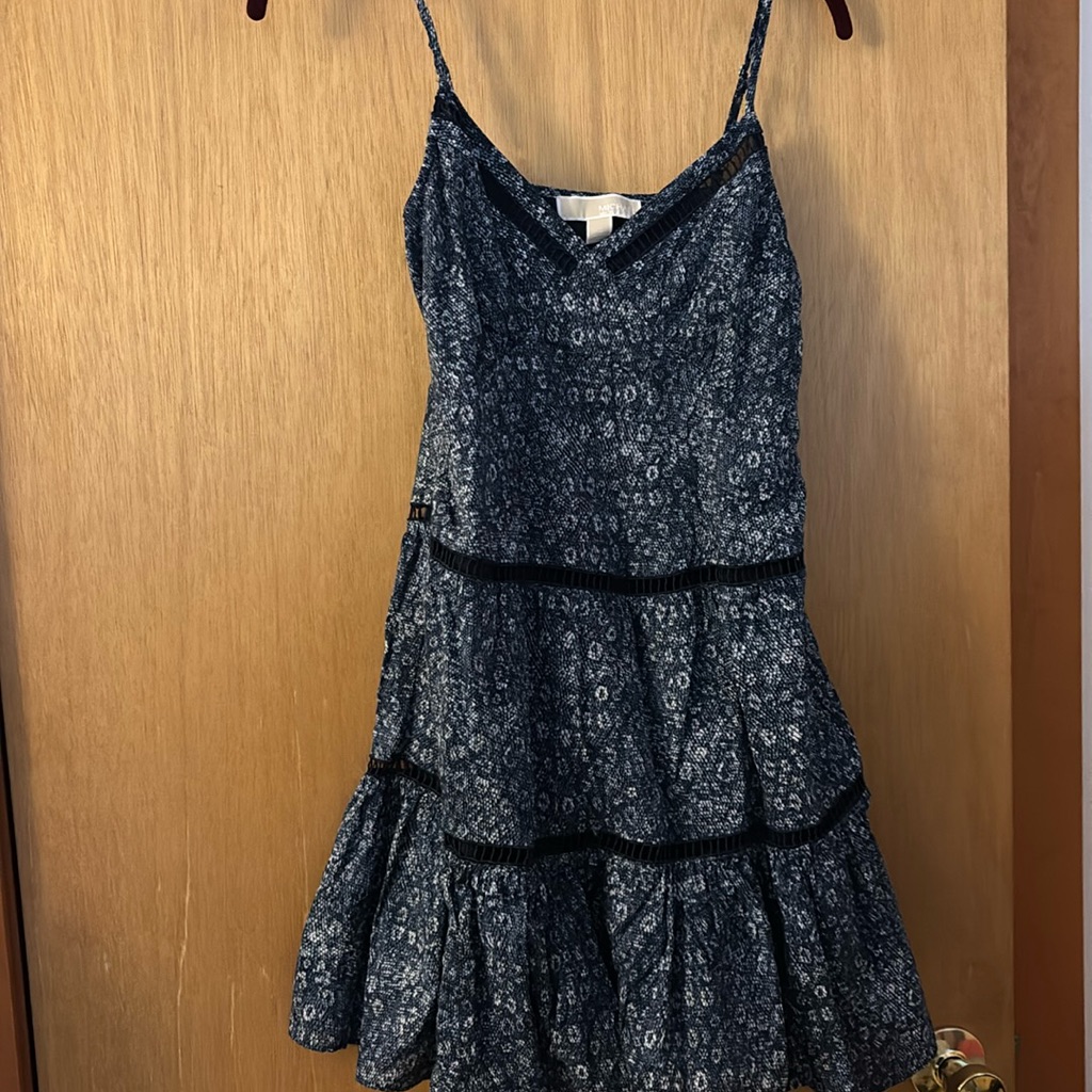 Michael Kors Blue Flower Dress Sizexs With Sheer Lining